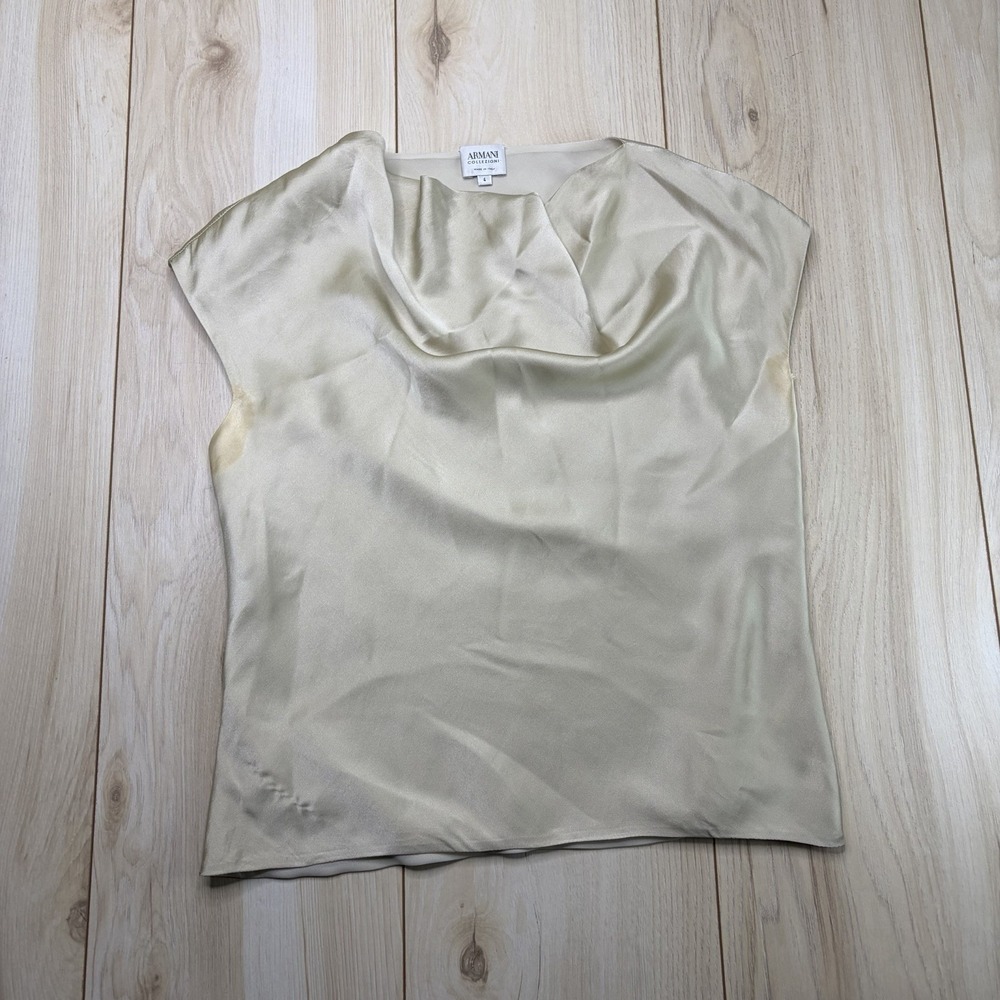 ARMANI COLLEZIONI Silk Blend Cowl Neck Sleeveless Evening Blouse Top Size 4